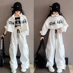 Girls' Spring and Autumn Set 2025 New Korean Edition Letter Jacket Pants Sports and Leisure Two Piece Set Children's Set