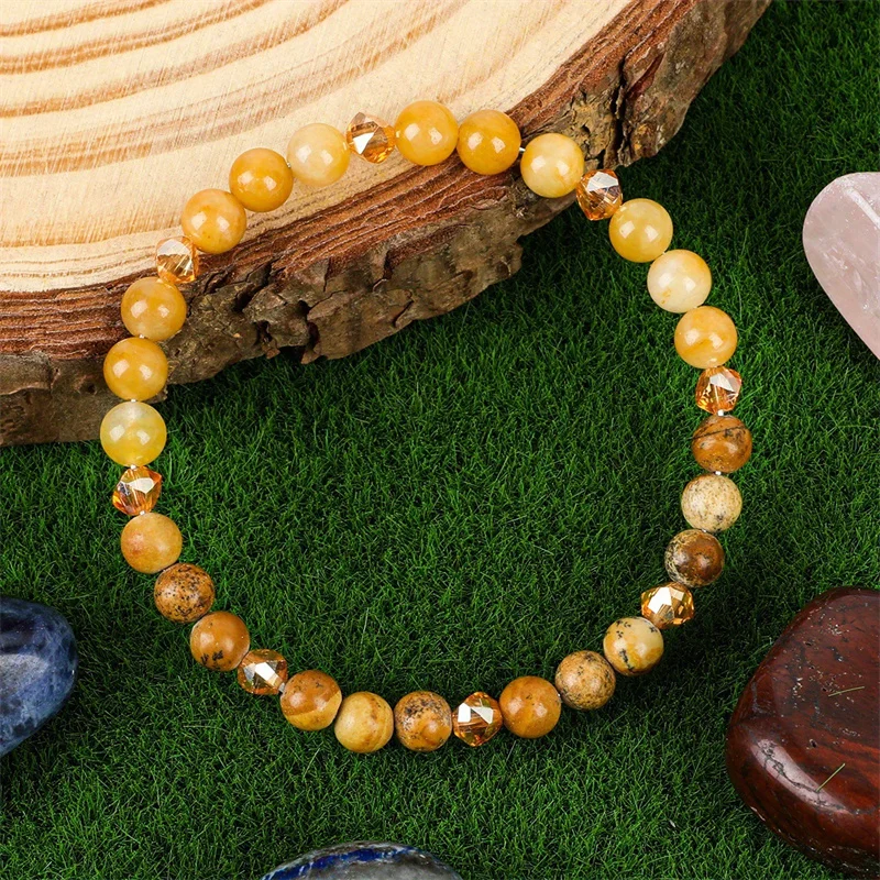 1 PC Citrine Natural Stone Bracelet Promotes Abundance and Success Unisex Handmade Jewelry 6mm image 4