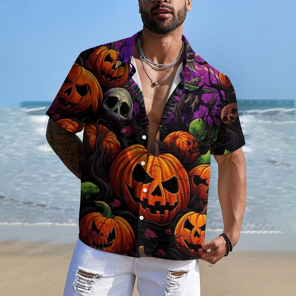 

Spooky Halloween Shirt Batty Halloween Hawaiian Tee Happy Halloween Home Shirts Spooky Beach Party Outfit Bat-Them Festival Wear