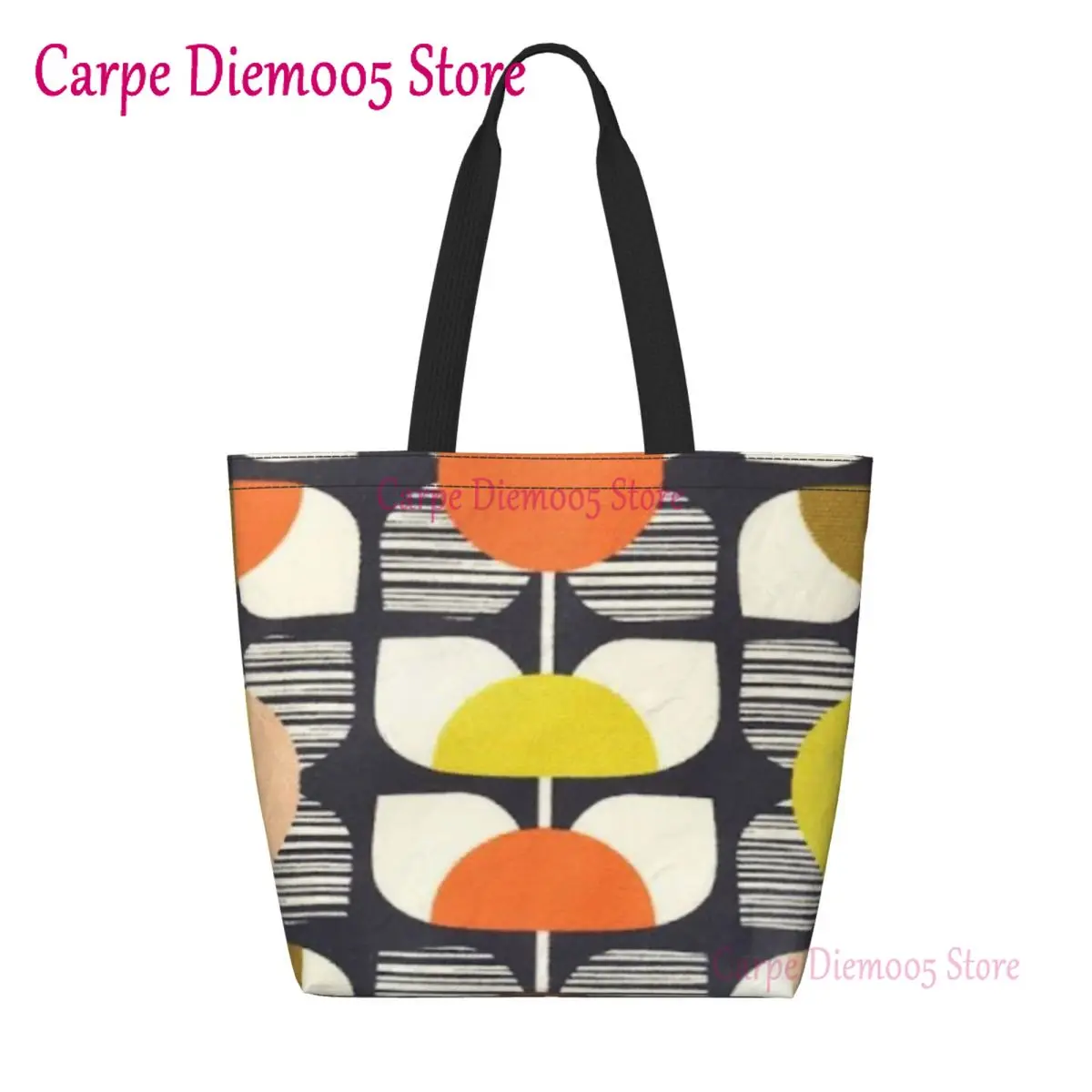 Kawaii Print Orla Kiely Colorful Flowers Tote Shopping Bags Recycling Canvas Shopper Shoulder Scandinavian Pattern Handbag