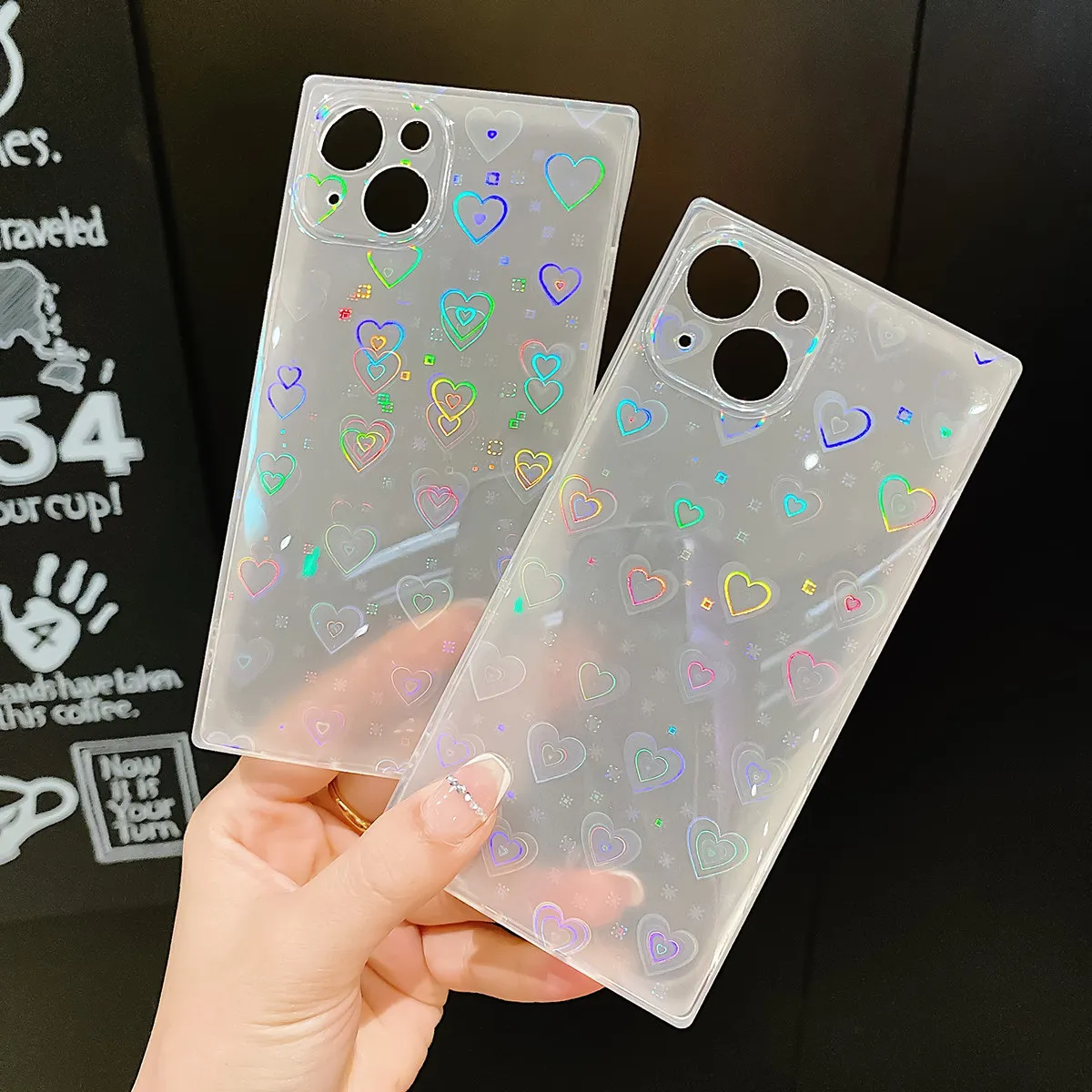 Heart Shaped Phone Case For Women Glitter Cover Compatible With Iphone 13 Shockproof Tpu Mobile Phone Protector view 4