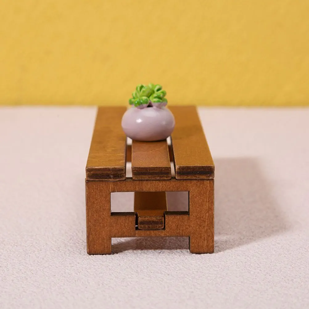 

2PCS Mini Wooden Chairs Props Brown Miniature Furniture Realistic Model House Decor Bedroom Kitchen Storage Bench