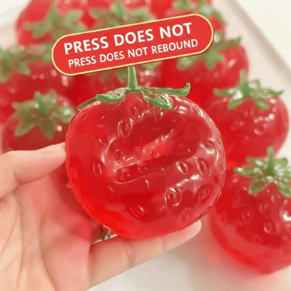 Handmade Strawberry Ball Strawberry Squeeze Non-Rebound TPR Moldable Squeeze Ball Strawberry Shape Oil-Filled Fruit Sensory