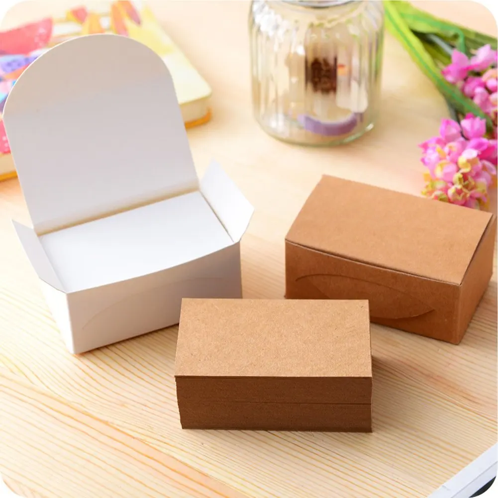 100pcs Double-sided Blank Kraft Paper Business Cards Word Card Message Card DIY Gift Card (white)