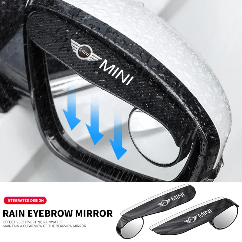

2pc Car rearview mirror rain eyebrow small round mirror For Mini John Cooper R56 F56 Countryman R60 F60 Clubman F54 R55 Coopers