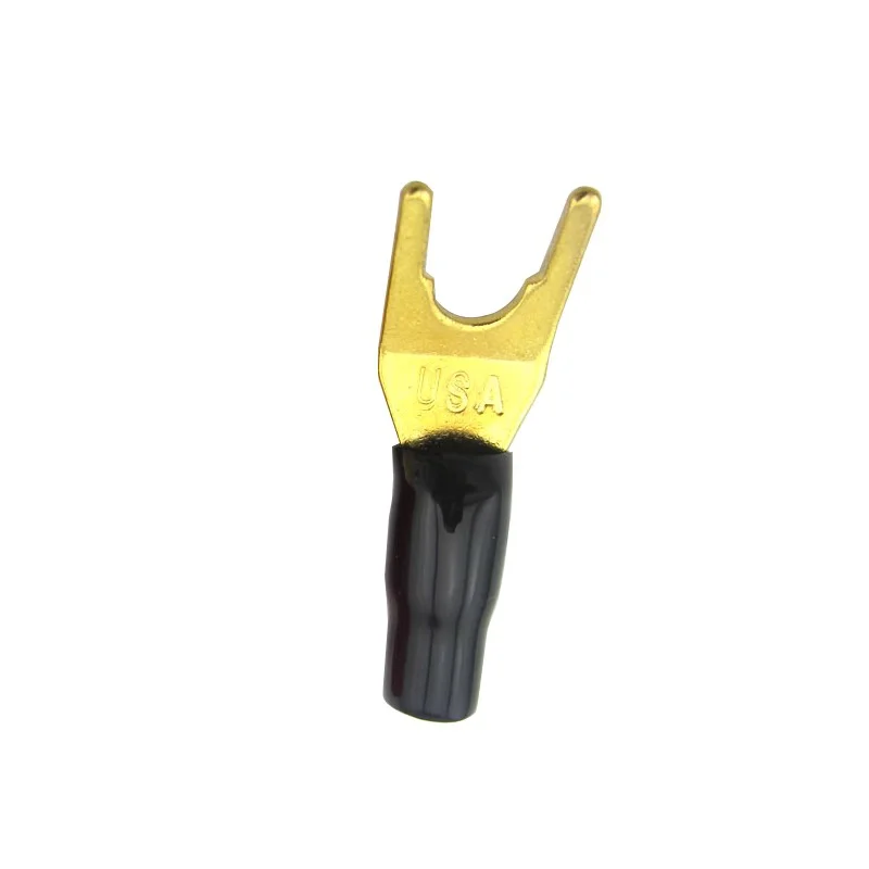 20 piezas/10 pares de conectores de banana en forma de Y y U, enchufes de horquilla dorados sin soldadura para altavoces 6
