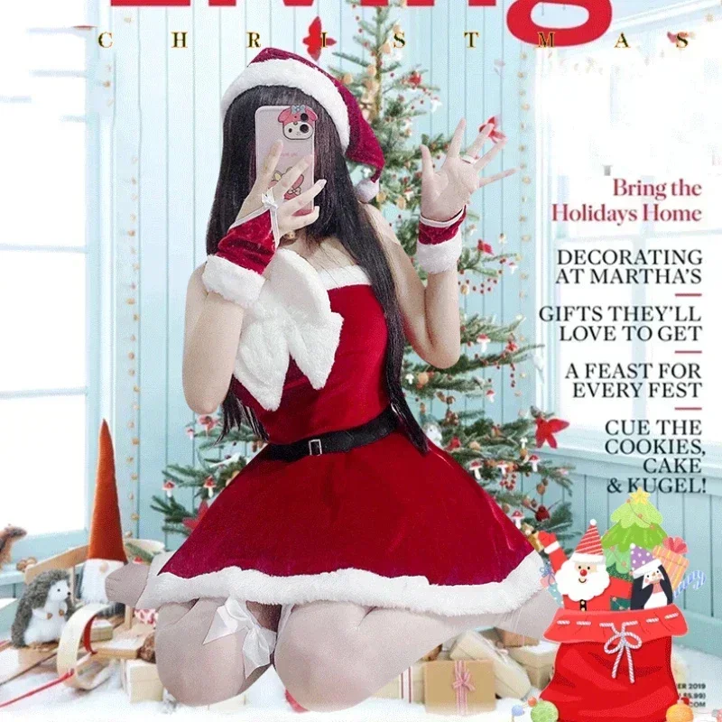 New 2025 15 Style Christmas costumes Lolita maid dress women soft velvet bunny lingerie Xmas red Santa Claus cosplay pa X159