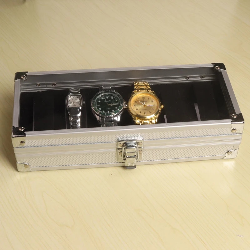 6/10/12/24 Girds Luxury Premium Quality Watch Box Aluminum Alloy Produc Pattern Storage Clock Box Collection Display Gift Boxes