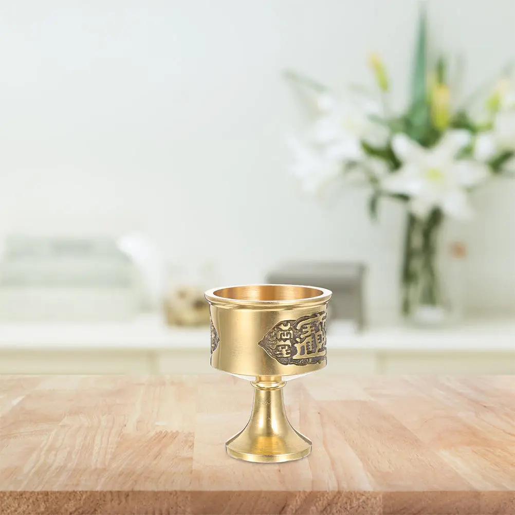 2Pcs Copper Buddhist Water Cup Smooth Premium Material Auspicious Ornament for Ancestor Worship Cup