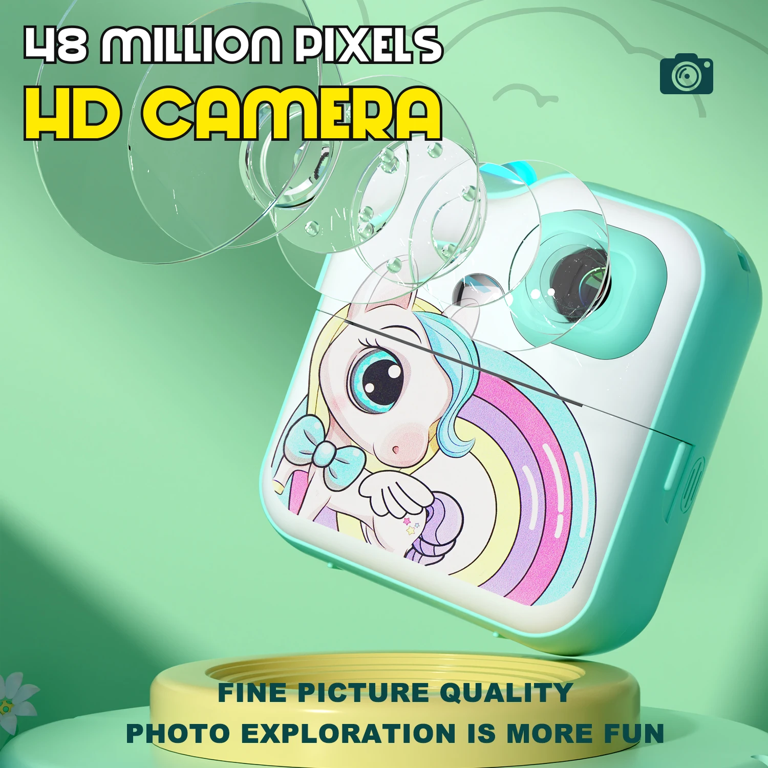 Kids Camera Mini Instant Print Camera Photo Inkless Thermal Printring Children Digital Camera HD Video Record Toys Gifts