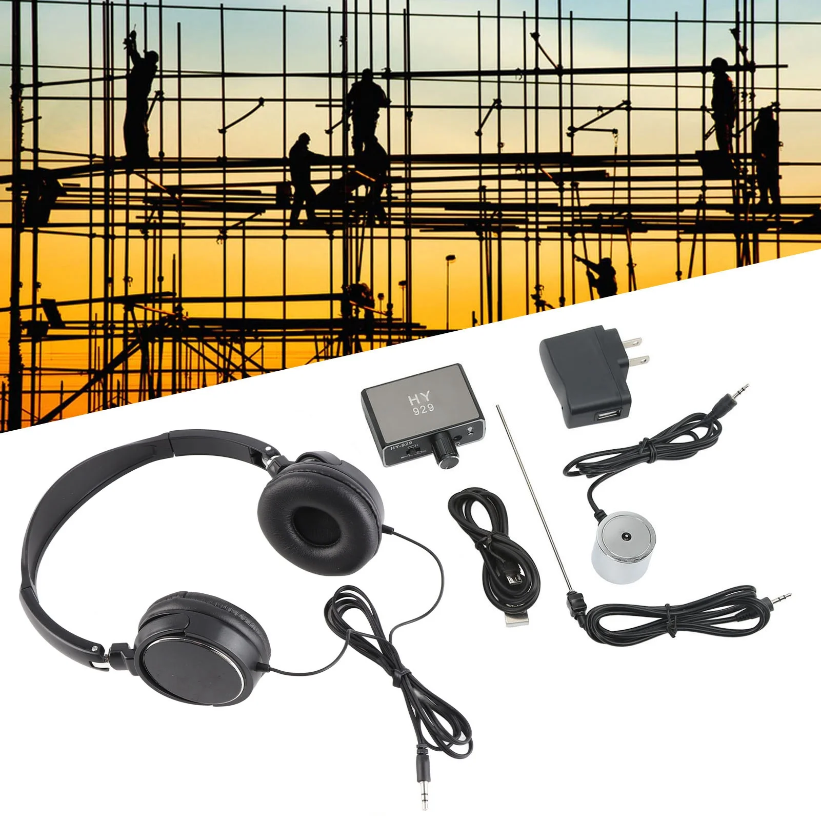 Water Pipe Leakage Monitor Water Leakage Detection Kit High Strength Underground with Headset for Site Construction AC100‑240V