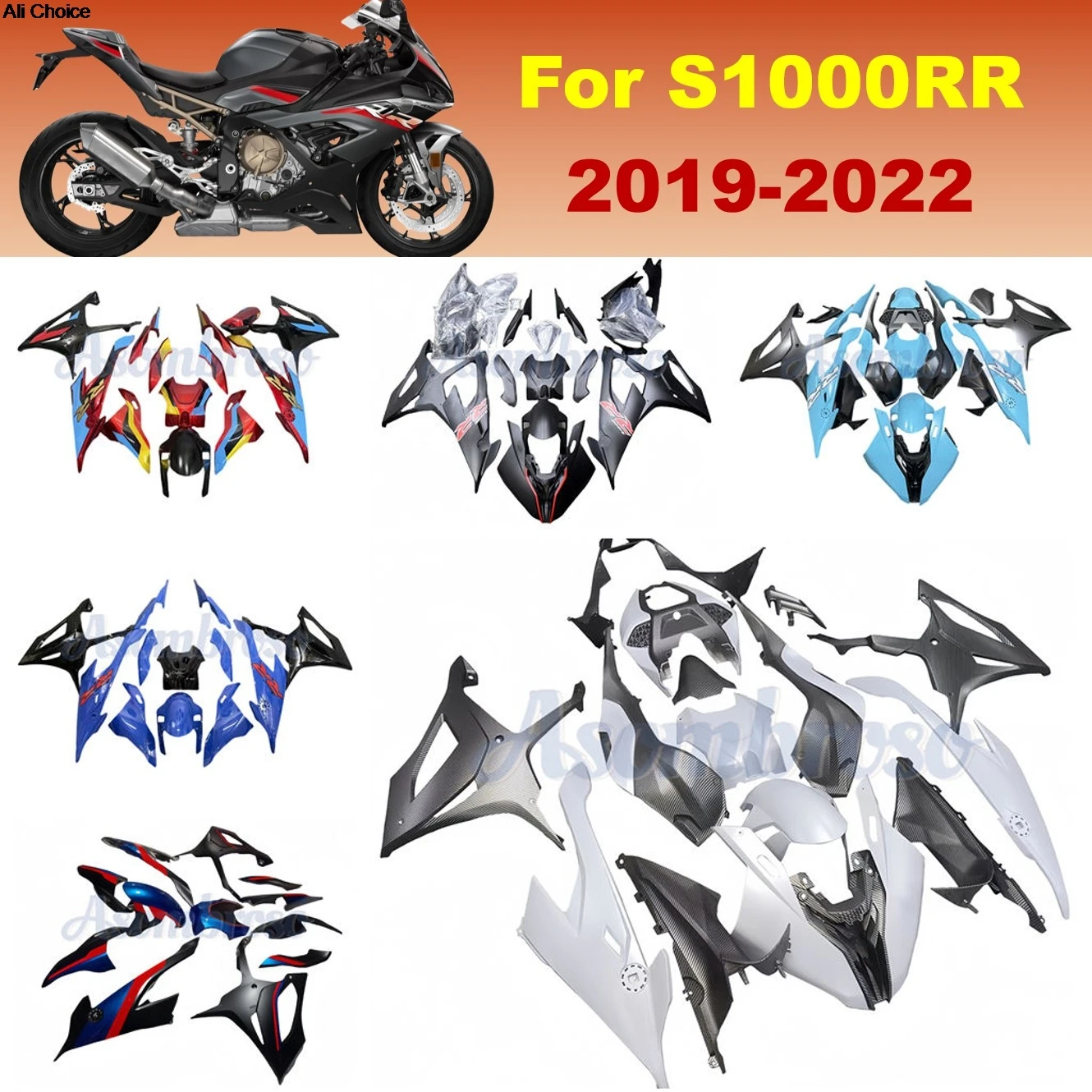 Motorcycle Retrofit Fairing kit for S1000RR 2019 2020 2021 2022 s1000 rr S1000 White/Carbon Fibre Protective cover