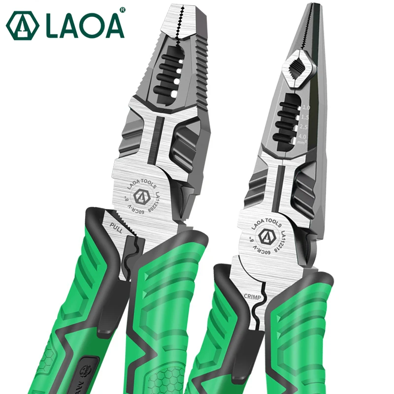 LAOA 8inch Multifunction Needle Nose Electrician Cutting Pliers Wire Stripping Terminal Crimping Hand Tools