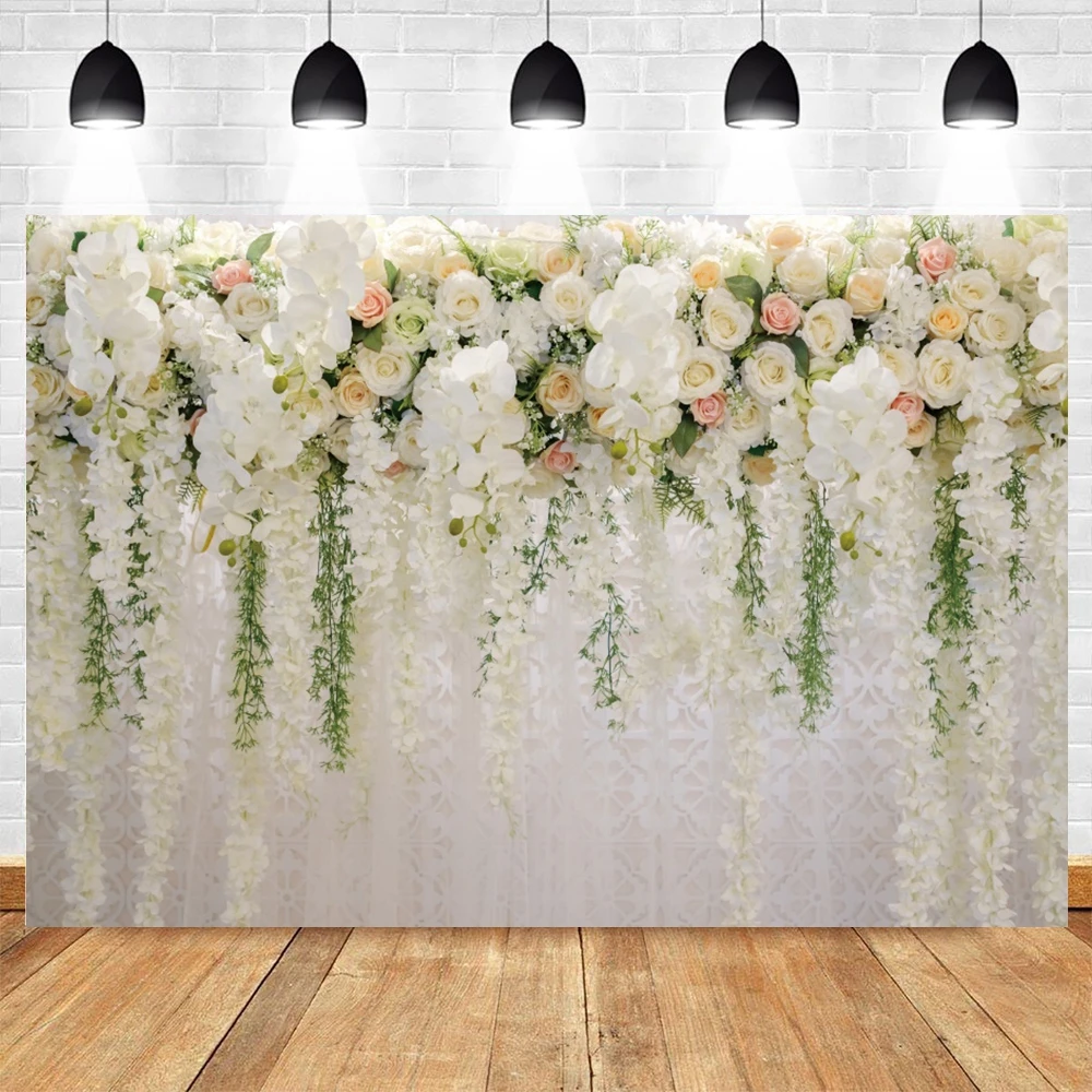 Floral Flower Backdrop for Photography Baby Shower Bridal Wedding Birthday Party Decor Photo Background Mariage Ceremony Props