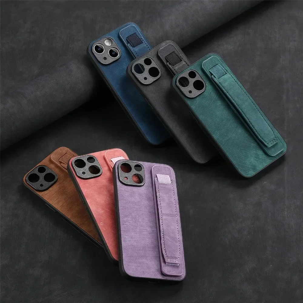 Wrist Strap Holder Case For Samsung Galaxy S24 S23 S22 S21 S20 FE Note 20 Ultra 10 S9 S8 Plus Leather Silicone Back Case Cover