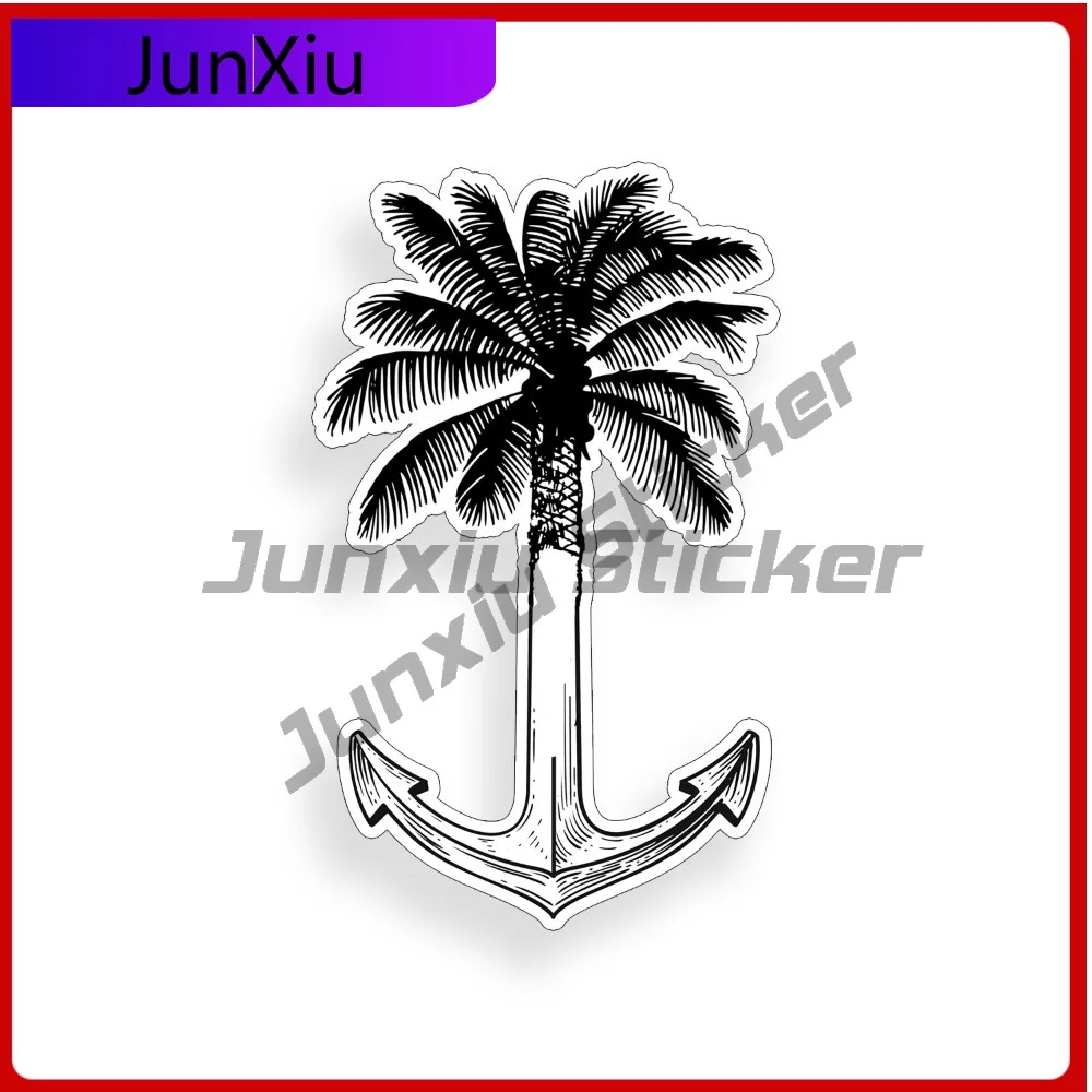 

Palm Tree Anchor Sticker Beach Cup Cooler Vehicle Decal Anime Waterproof Vinyl Accessor Car Laptop Window Bumper