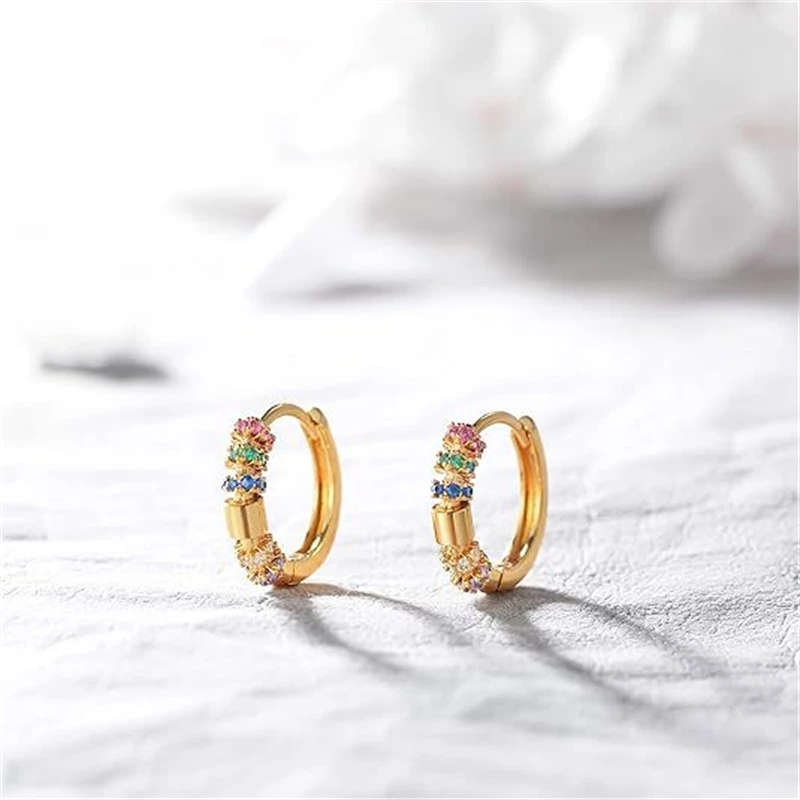 Light luxury Color Zirconium Earring Ear Hanging S925 Sterling Silver Plated 18K Gold High Level Accessories Fine Jewelry