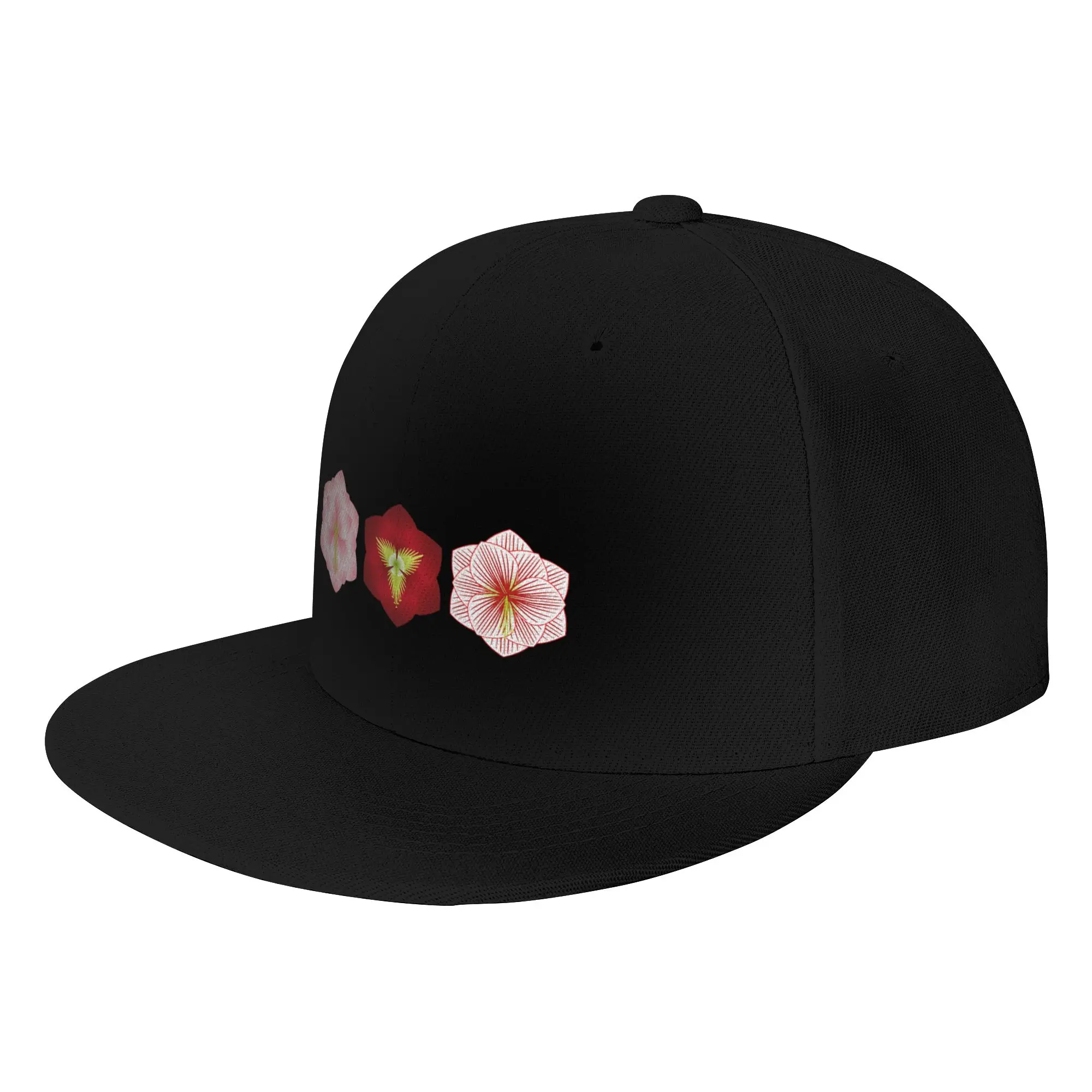 Fashion Amaryllis Pattern - Burgundy Flat Brim Sun Hat  Students Brand Cap