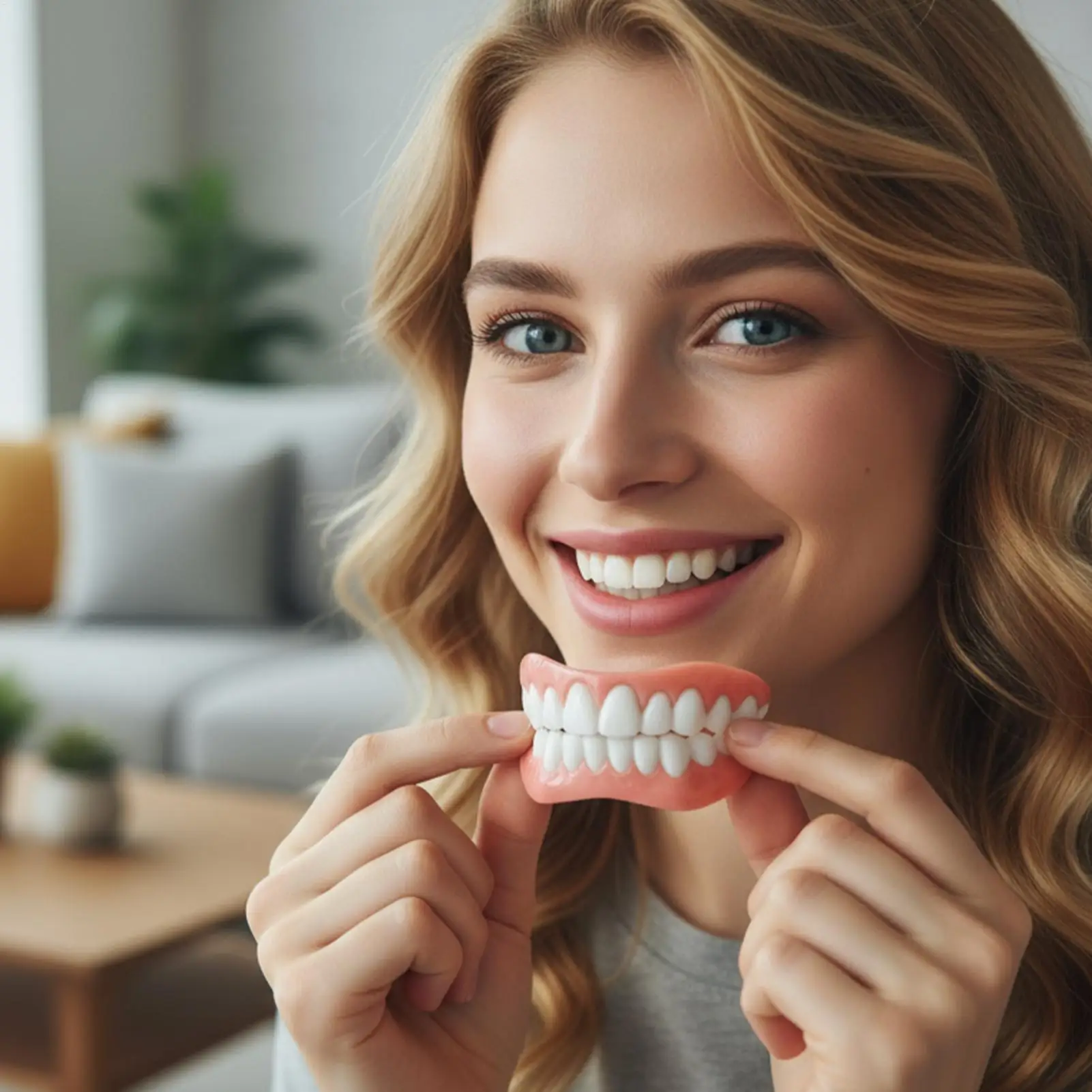 Silicone Denture Set Soft Smile Personal Care Products Natural Tooth Full Denture Set for Seniors Adults Men Women Eating