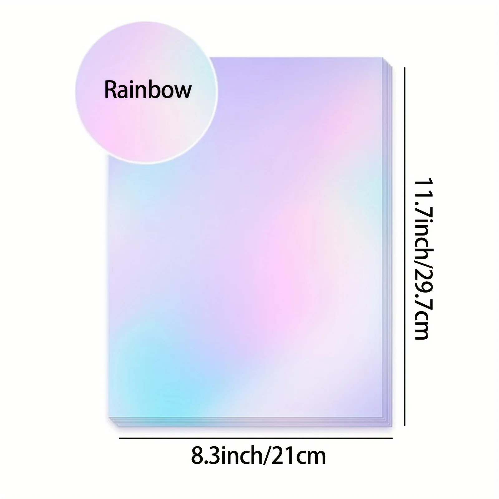 20 Sheets A4 Rainbow Holographic Cold Lamination Film, 8.3×11.7 Inch Vinyl Sticker Film, Waterproof & Durable & Self-Adhesive