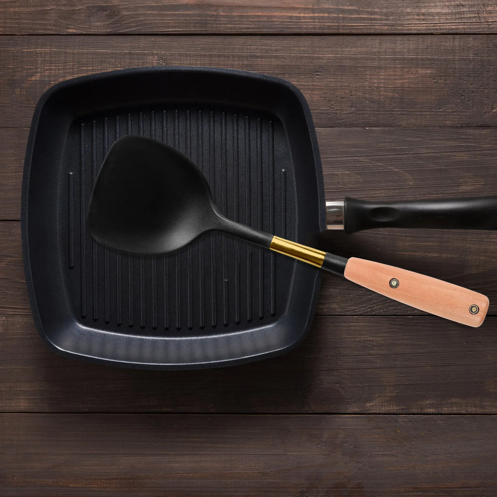 

Spatula Wooden Handle Anti-Scald Replacement Safe Reliable Home Cook Multipurpose Long-Lasting Comfortable Grip