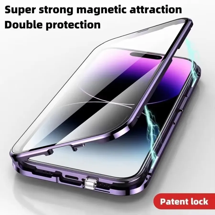 High-end Double Side Screen Protector Magnetic Stand Phone Case For iPhone 15 14 Plus 13 12 Pro Max Shockproof MagSafe Cover