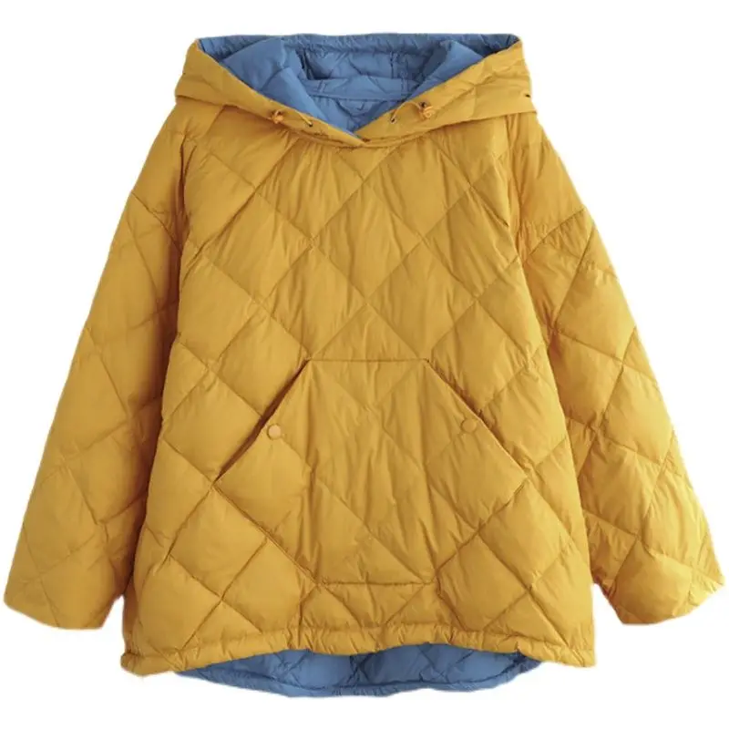 Abrigo holgado de algodón con Clip para mujer, Chaqueta corta y cálida con capucha para otoño e invierno, nueva versión coreana