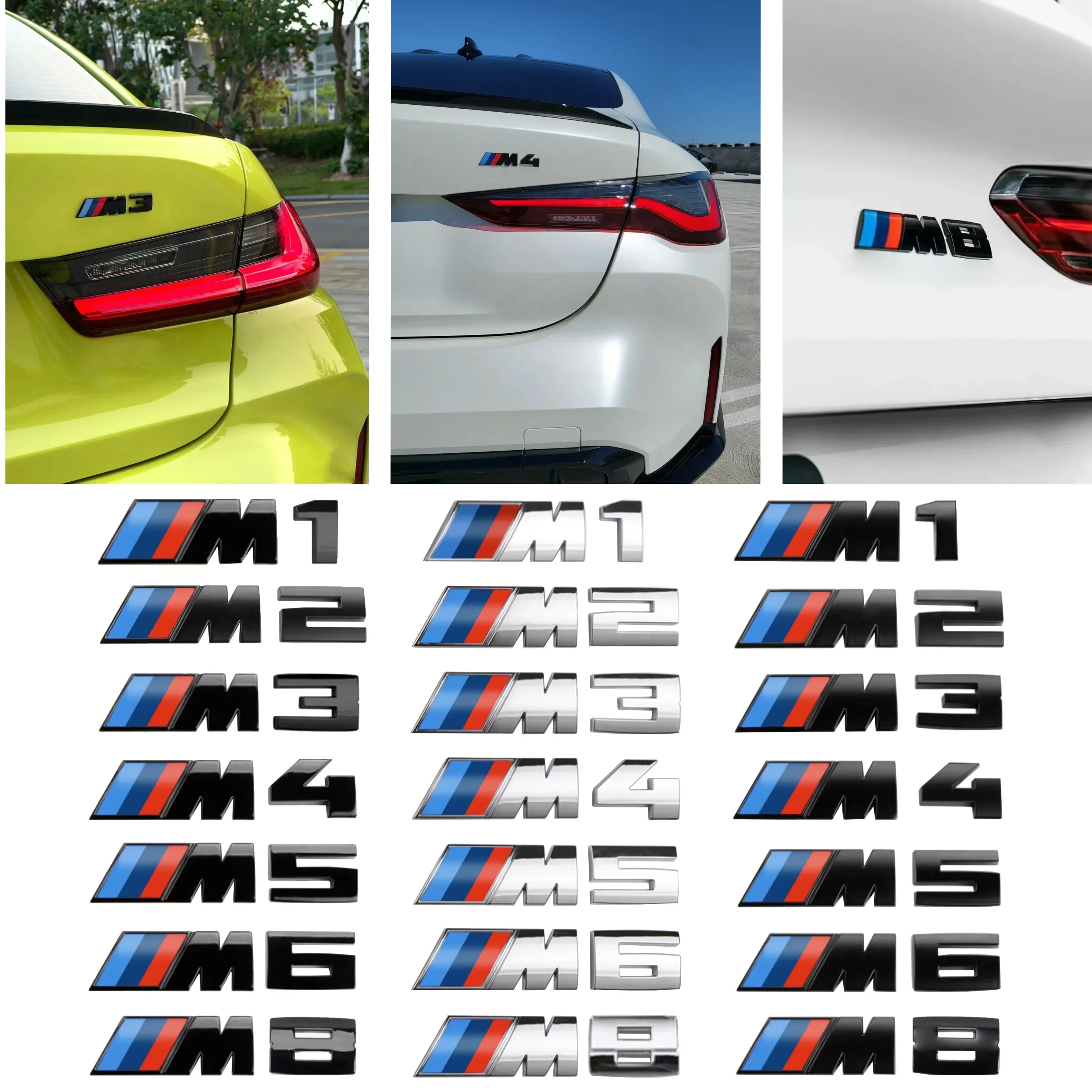 3D Rear Trunk Emblem Badge Logo Car Sticker BMW E46 E60 E64 F10 F20 F30 F06 F12 F13 E90 E92 E93 F80 F82 F87 M1 M2 M3 M4 M5 M6 M8