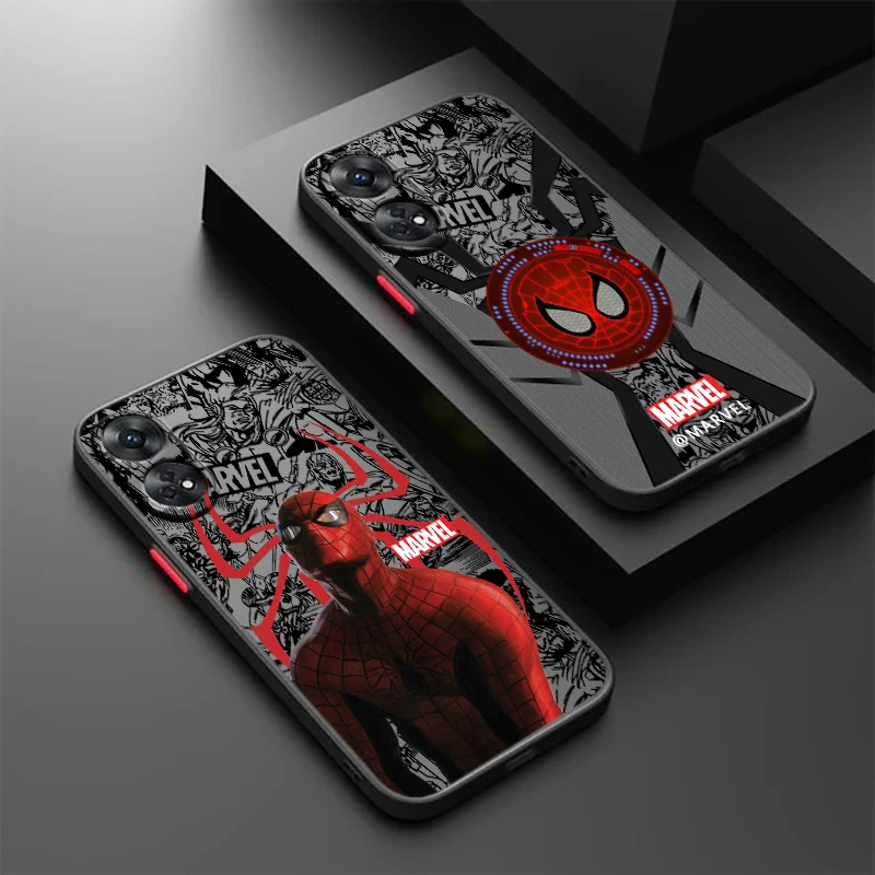 Spider Man Superhero For OPPO Reno 8T 8 7 6 5 Z F SE Pro Plus Lite TPU Shockproof Frosted Translucent Phone Case