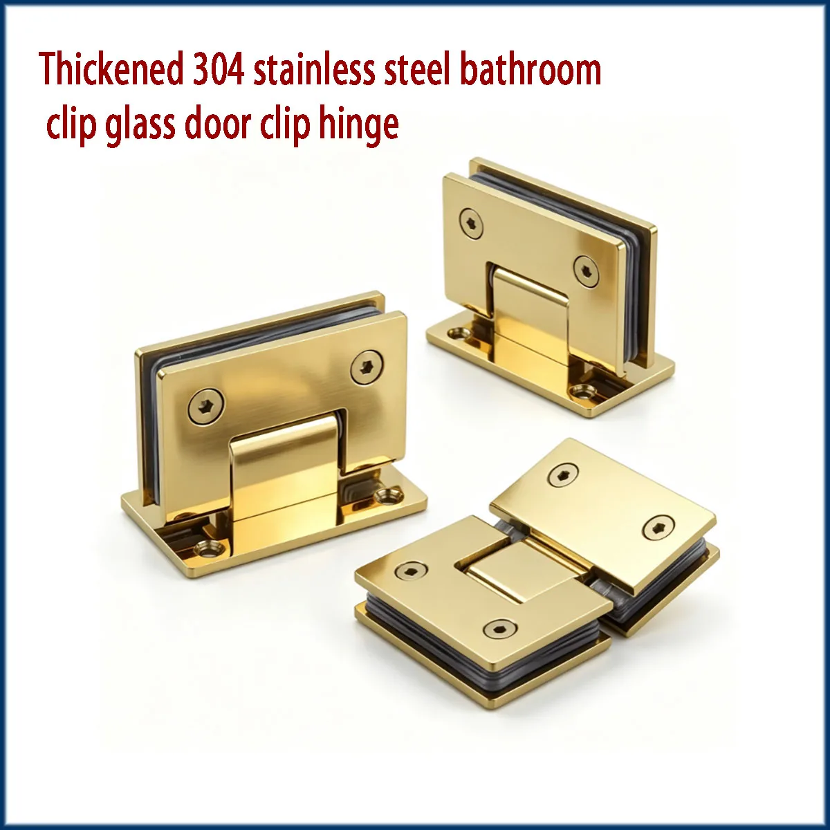 304 Stainless Steel Diamond Shower Glass Clamp Hinge Mirror Brushed Gold Adjustable Bathroom Glass Door Hinges Hardware