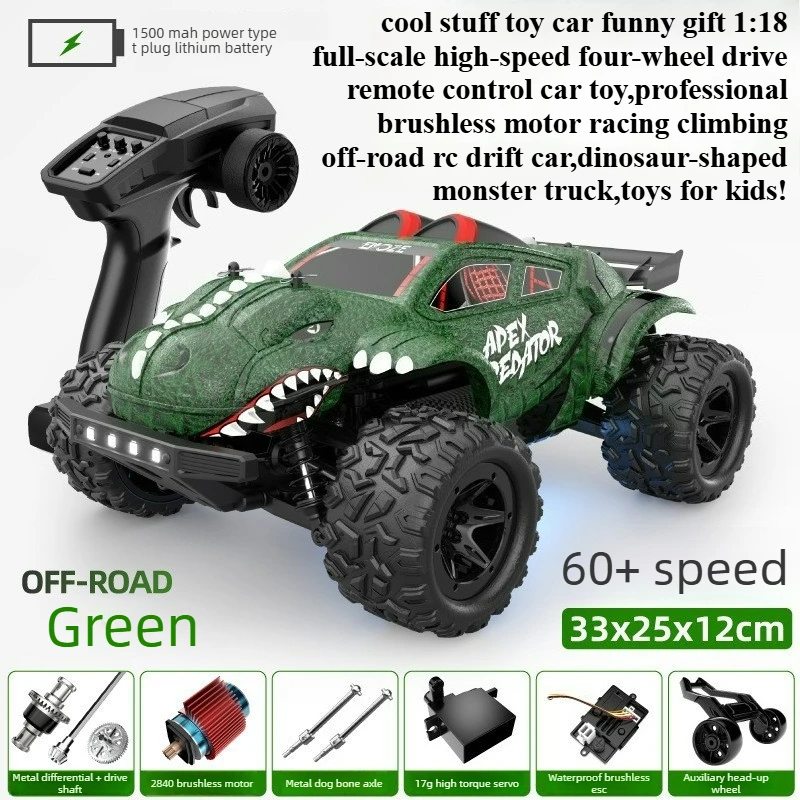 Cool Stuff Toy Car Funny Gift-60km/h High-speed 4WD Rc Truck,Kawaii Off-road Monster Truck,Dinosaur Shape Rc Cars,Toys for Kids