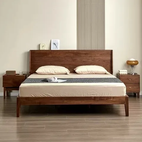 

Black walnut 1.5 1.8 meters master bedroom log double bed