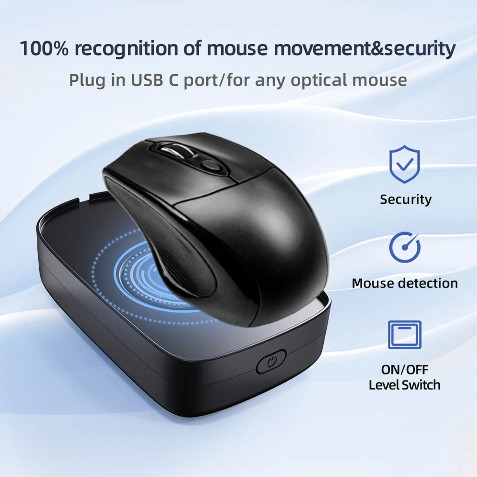 Souris Portable Jiggler 2 DPI niveau automatique Ultra silencieux grand disque Plug and Play souris Mover pour les présentation de réunion de jeu