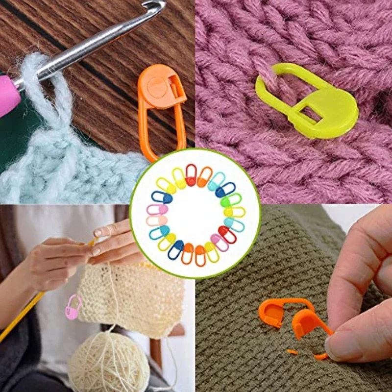 101pcs Multicolor Plastic Resin Small Clips Knitting Crochet Markers Locking Stitch Needle Clip Marking Rings DIY Sewing Tool