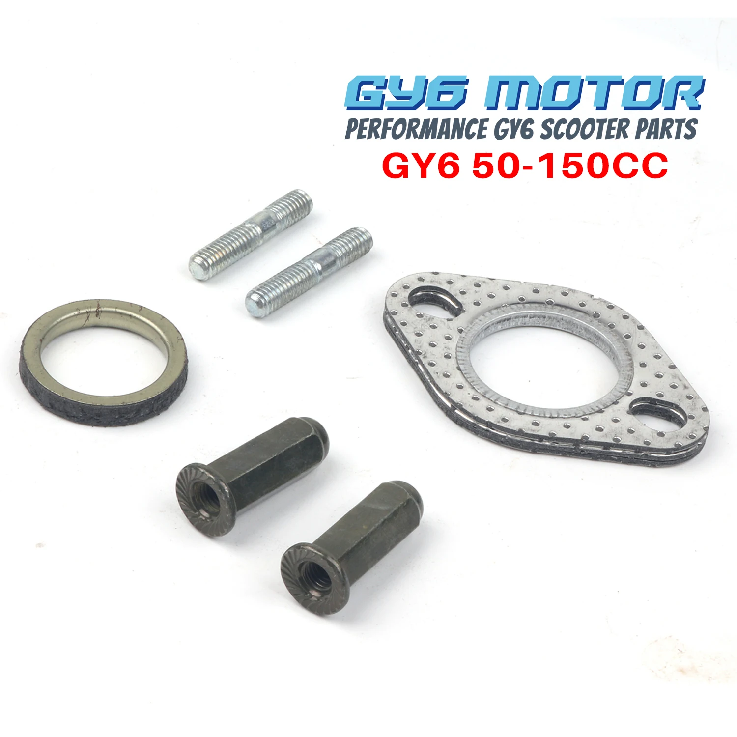 Junta de escape de motocicleta para KYMCO SYM GY6 50-150cc, Kit de tornillos de tubo de escape de motor de Scooter, junta de tuerca a prueba de herrumbre