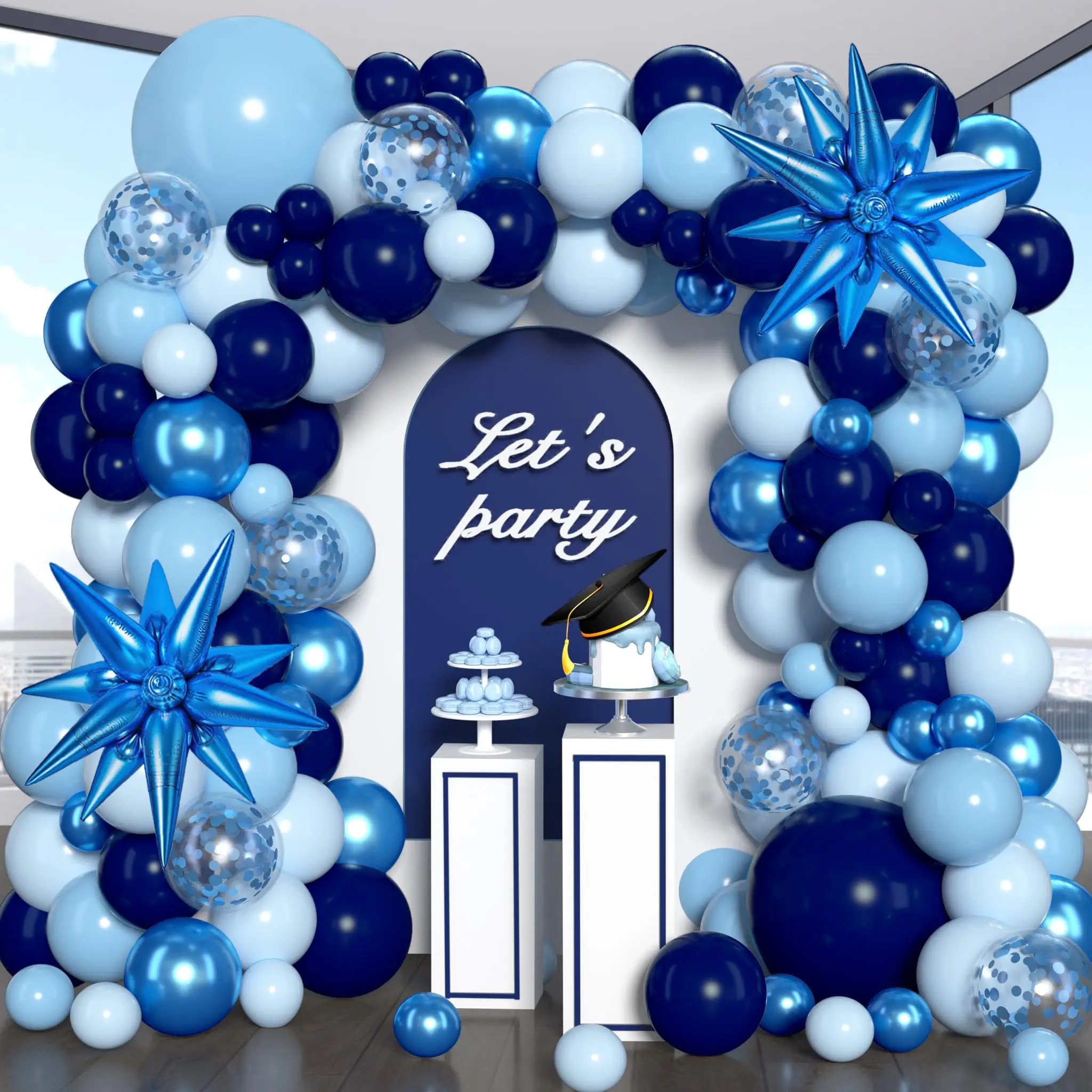 Kit d'arc de guirlande de ballons bleu marine, 130 pièces, pour fête de remise de diplôme, garçon, réception-cadeau pour bébé, hommes, décorations d'anniversaire de mariage