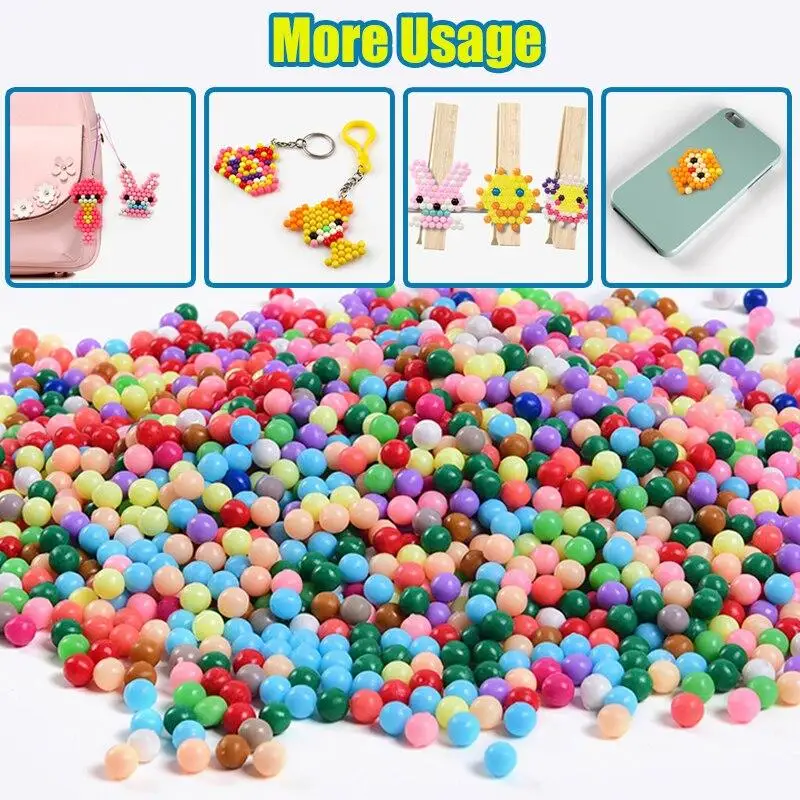 1200pcs/bag Crystal Refill Pack!Wholesale Fuse Beads Perlen Magic Water Beados Puzzles Toys Educational Kids Bead 3D Puzzle