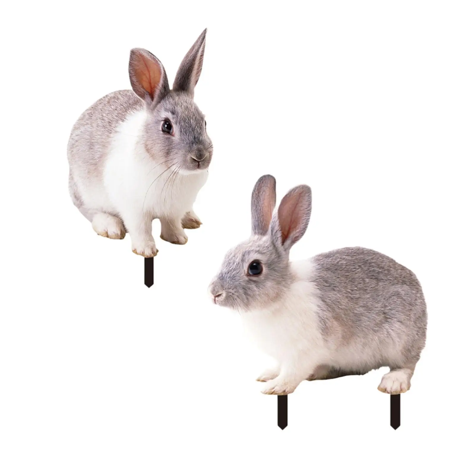 Rabbit Animal Statue Stake Weatherproof Sign Figurine Lifelike Rabbit Sculpture Garden Stake for Path Garden Home Sidewalk Porch