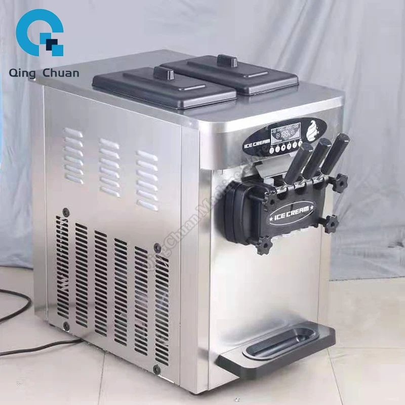 Macchina per gelato soft commerciale 1800W 18-22 litri per ora Tramoggia 2x4,5 litri 3 gusti
