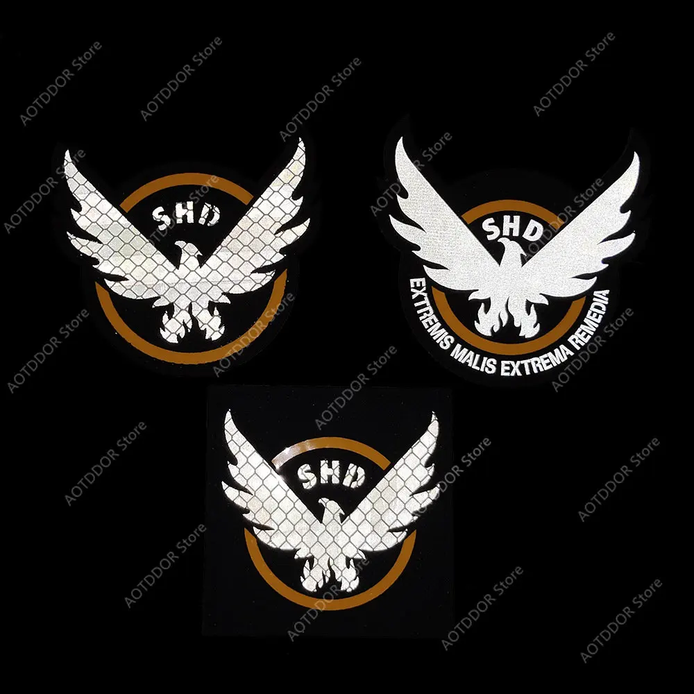 Game Airsoft Cosplay PVC Patch Division SHD Wings Out Badge Military Armband Tactical Rubber Badges Embroidered reflective patch