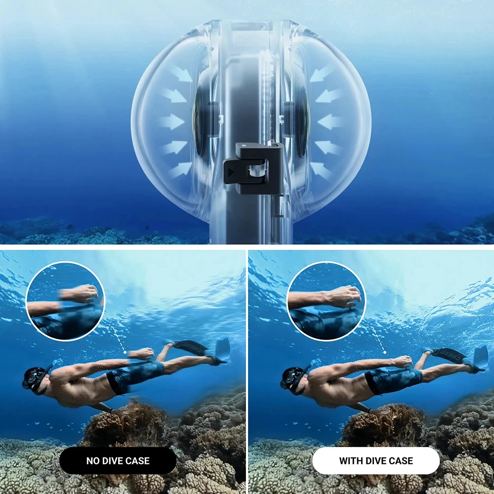 Dive Kit for Insta360 X4 50m Waterproof Dive Case Housing + 114 Invisible Original Selfie Stick for Insta 360 X4 Accessories