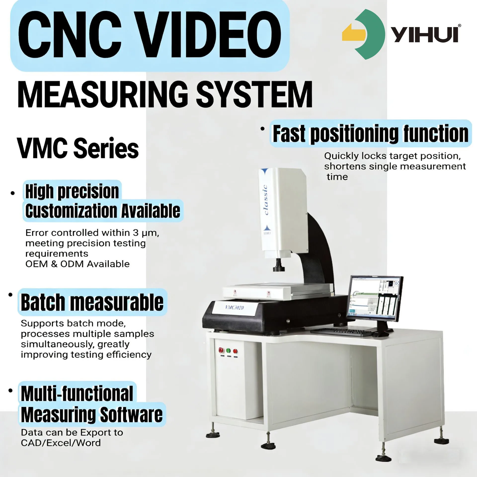 Full Auto Vision Measuring Machine Optical Inspection Device For Mold And Electronics