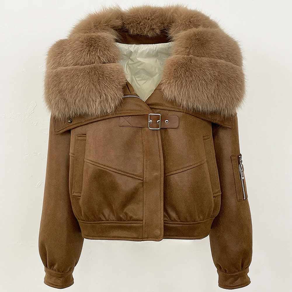 

MENINA 2025 новая зимняя модель замшевого меха, утолщенный пуховик с внутренней подкладкой, сохраняющий тепло, женский мотоциклетный костюм, куртка из натуральных волос