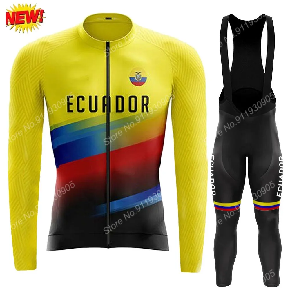 2021 Ecuador National Team New Cycling Jersey Set Mens Summer Long Sleeve Clothing Road Bike Suit Pants Bib MTB Ciclismo Maillot