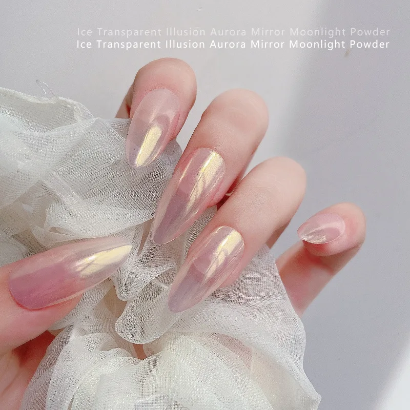 1 caixa luar pérola branco espelho arte do prego em pó de alto brilho aurora cromo pigmento poeira esfregando em unhas diy manicure decoração