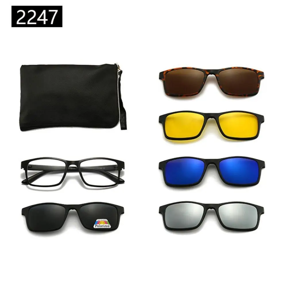 Magnet Clip on Polarized Optical Magnetic Sunglasses 6 in 1 Magnetic Suction Polarized Sunglasses Retro Polarized