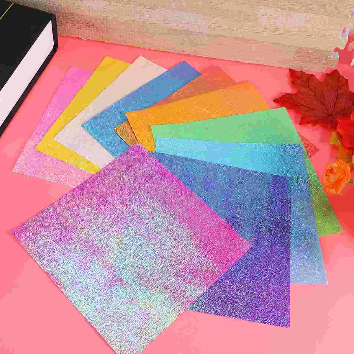 50 Pcs Pink Wrapping Paper Iridescent Square Japanese-style Colorful Colored Baby Folding