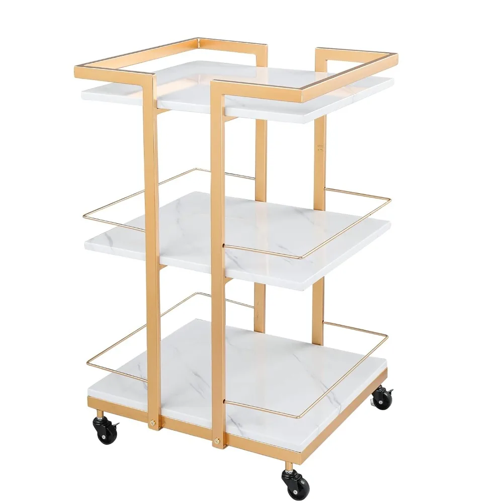 

Esthetician Cart with Wheels Utility Salon Rolling Trolley, Gold Mobile Storage Organizer for Beauty Spa Cosmetology Massage