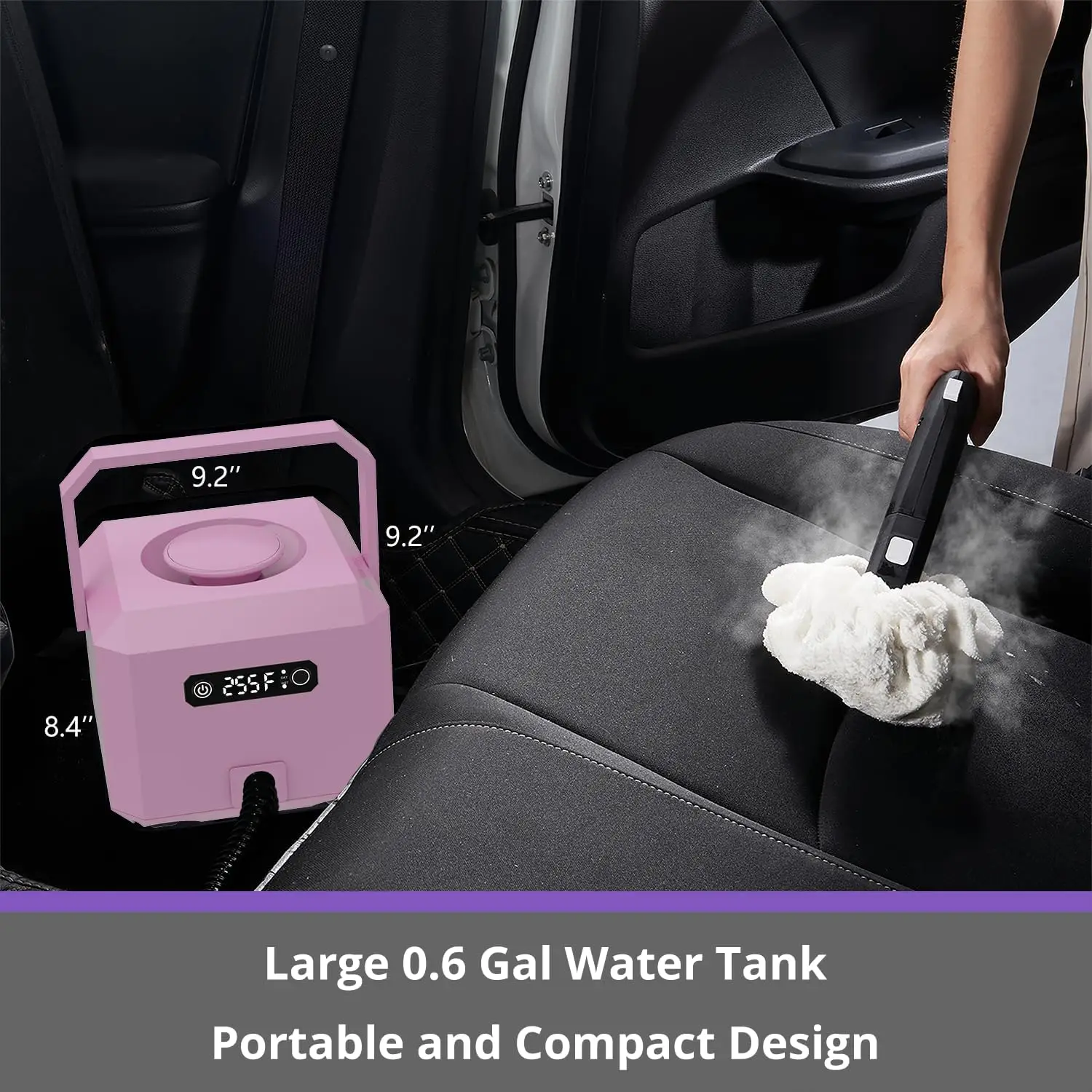 Cleaner: 50s Fast Heat-up Steamer for Home Hardwood Floor Bed Car Detailing Cleaning Pink