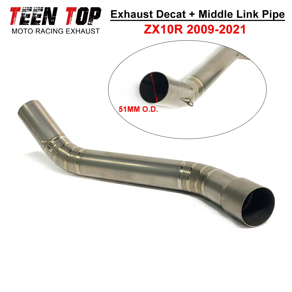 

For KAWASAKI ZX10R ZX-10R Decat Middle Pipe Titanium Alloy 51mm Motorcycle Escape Exhaust Pipe ZX 10R 2009-2021 Connect Tube